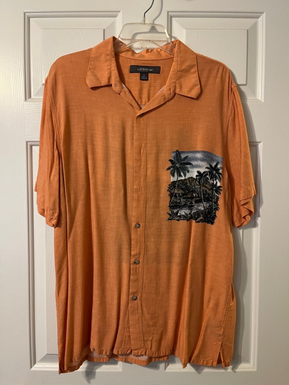 croft & barrow Coral Short-Sleeve Button-Down Shirt with Black Tropical Pocket